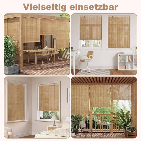 Bambu rullgardin med sidodragljusfiltrering | Brun | 60x220 cm