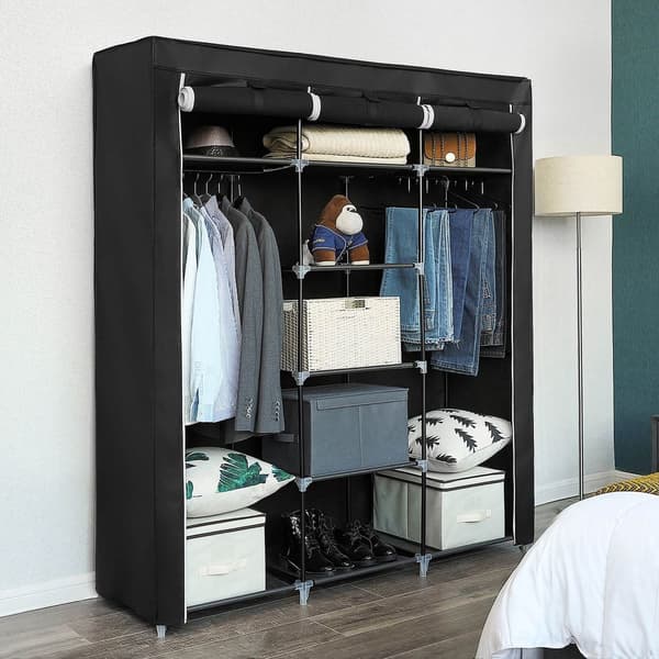 Stofgarderobe - foldbar - sort - 150 x 175 x 45 cm