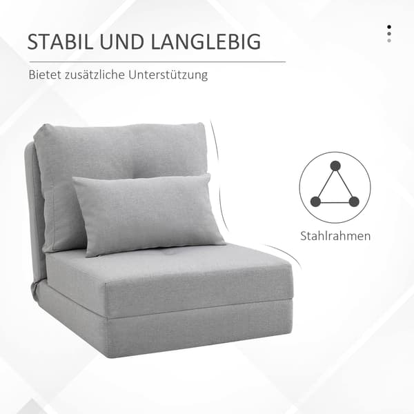 Sammenfoldelig gulvstol og liggeunderlag | Farve: Grå | Mål: 80x60x56 cm