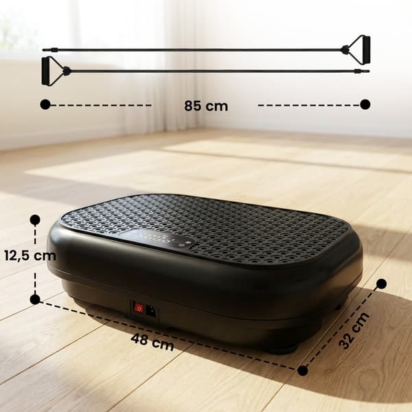 Vibrationsplade 120 positioner, 5 programmer med bånd | Farve: Sort | Mål: 32x48x12,5 cm