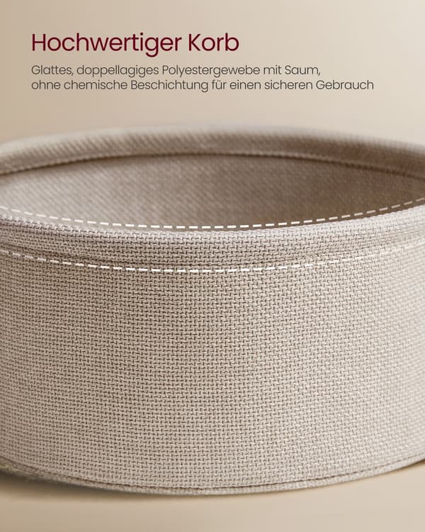 Sidebordssæt med stofkurv – mat hvid/kamelbrun – 75 x 45 cm