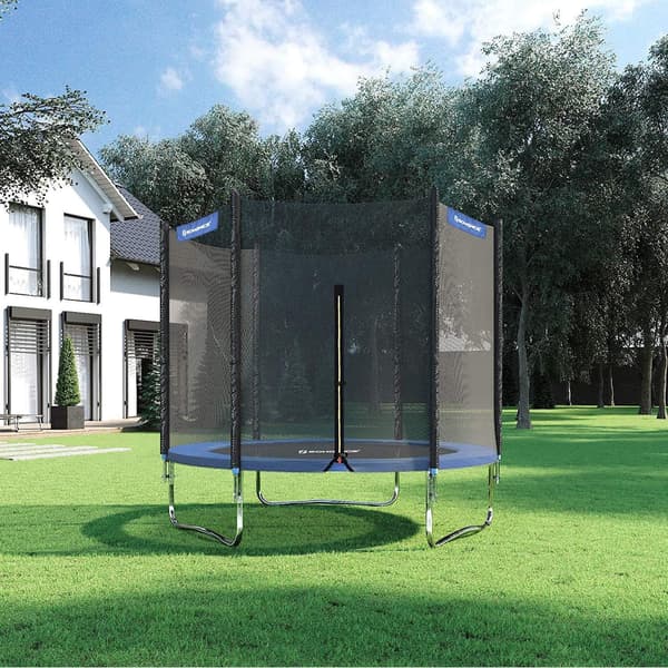 Trampolin med sikkerhedsnet - have - sort/blå - Ø 183 cm