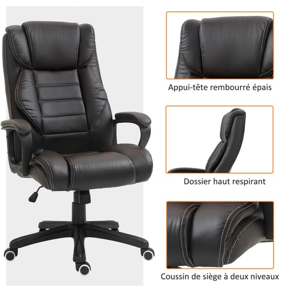 Executive stol med massagefunktion - Brun | Farve: Brun | Mål: 64x74x112-120 cm
