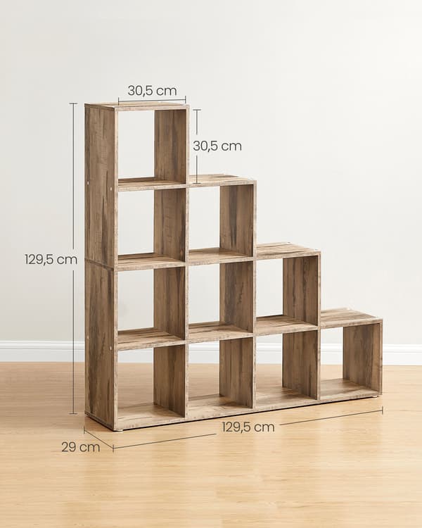 Spånpladereol - Opbevaringsstativ - Kamelbrun - 29 x 129,5 x 129,5 cm - Vippebeskyttelse