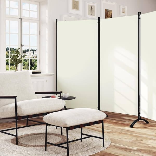 3-delt sammenfoldelig rumdeler | Fløde | 255x181 cm