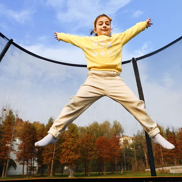 Trampolin til have, rund, sikkerhedsnet, stige, sort-orange, 305/366 cm