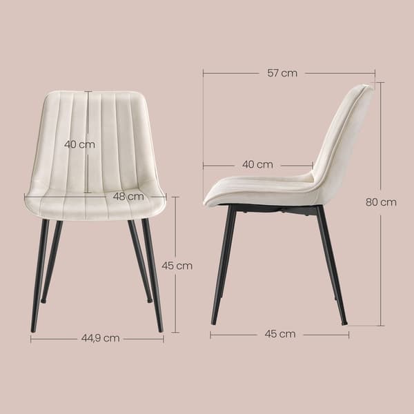 2 spisestuestole med stålben | Beige-sort | 48x57x80 cm