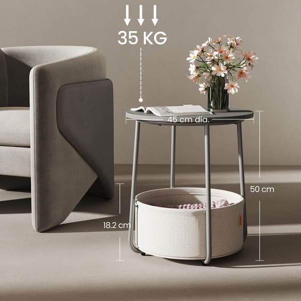 Lille rundt sofabord - sidebord - spånplade - bærbart design - 45 x 50 cm