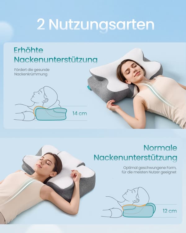 Ergonomisk nackkudde i memoryskum | Moln vit-duva grå
