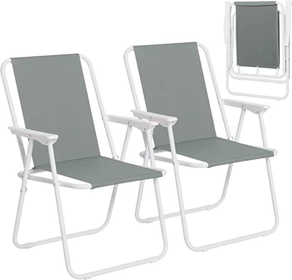 Fällbara campingstolar 2-delade med armstöd | Mörkgrå | 58x53x76 cm