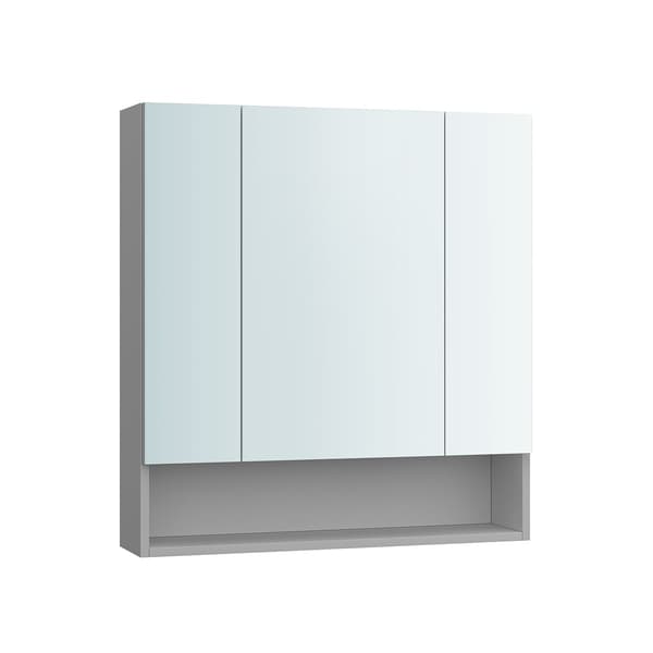 Badeværelsesskab duegrå - spånplade og glas - moderne - 16,5 x 70 x 75 cm