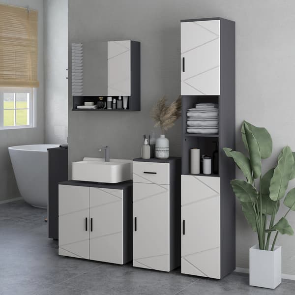 Badeværelsesskab med 2 plan til under vask | Farve: Grå | Mål: 60x30x60 cm