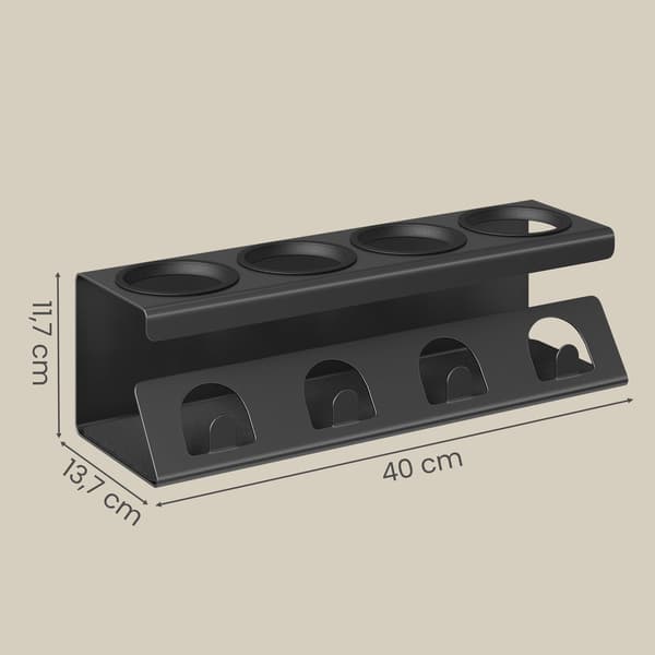 Pullonpidike 4 pullolle | Musta | 40x13,7x11,7 cm