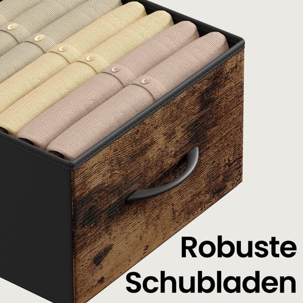 Kommode med 3 stofskuffer | Brun-sort | 39,6x30x73,7 cm