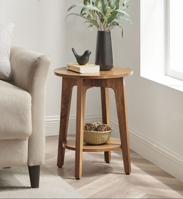 Sidebord med hylde - moderne - brun spånplade - pladsbesparende - 40 x 50 cm