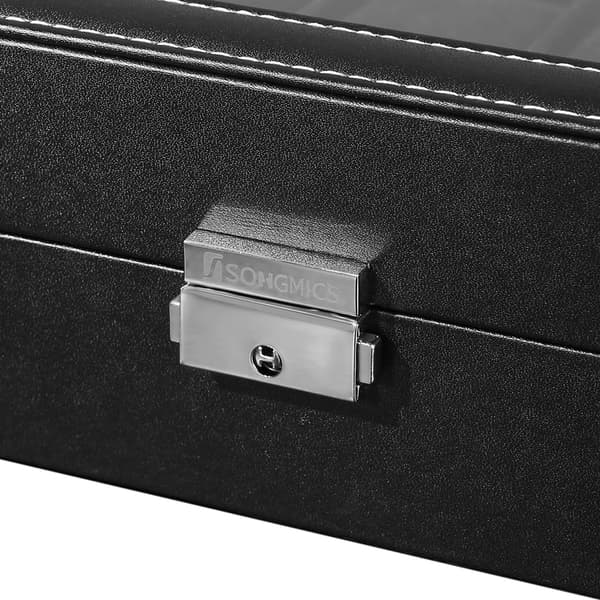 Klocklåda, klockorganisatör, låsbar, sammet, MDF, 30 x 21 x 8,5 cm