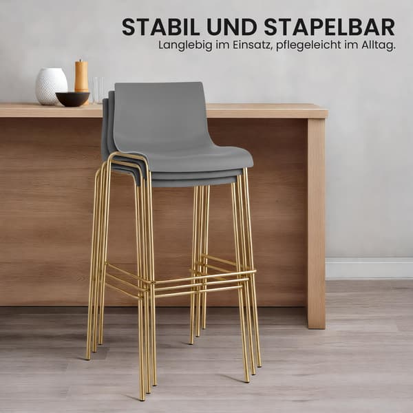Sæt med 2 barstole Hover - plastik | Farve: grå | Mål: 43x48x100 cm