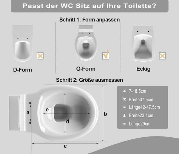 Toiletsæde med soft close og quick release O-form | Hvid marmor mønster