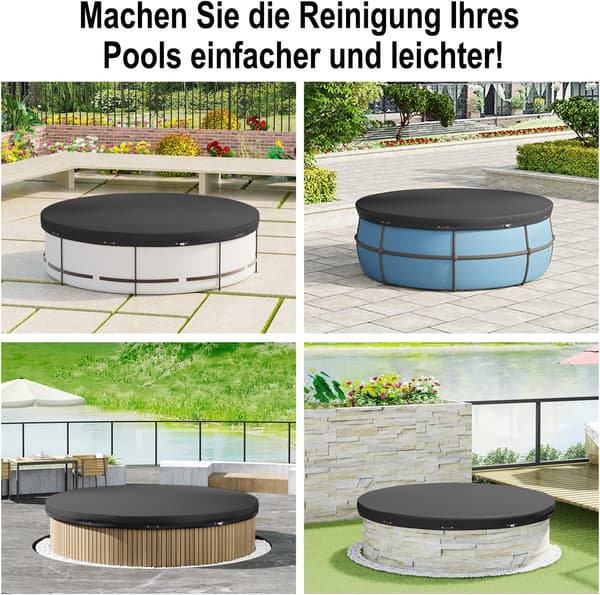 Poolskydd 200 g PE med ögon och stålkabel 520 cm | Grå