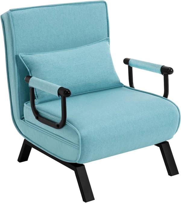 3-i-1 sovfåtölj med justerbart ryggstöd av linne | Blå | 65x78x75 cm