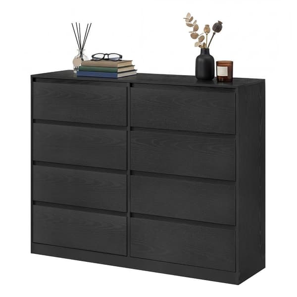 Kommode med 8 skuffer til soveværelse | Sort | 119,4x40x97,5 cm