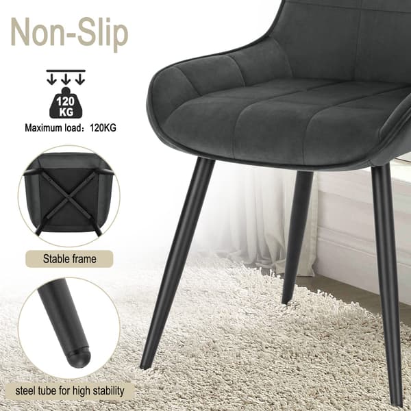 Set med 2 matsalsstolar sammet mörkgrå | Mörkgrå | 38x43x81,5 cm