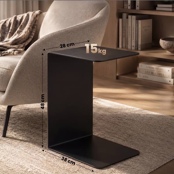 Sidebord Selby - C-formet | Farve: sort | Mål: 28x38x48 cm