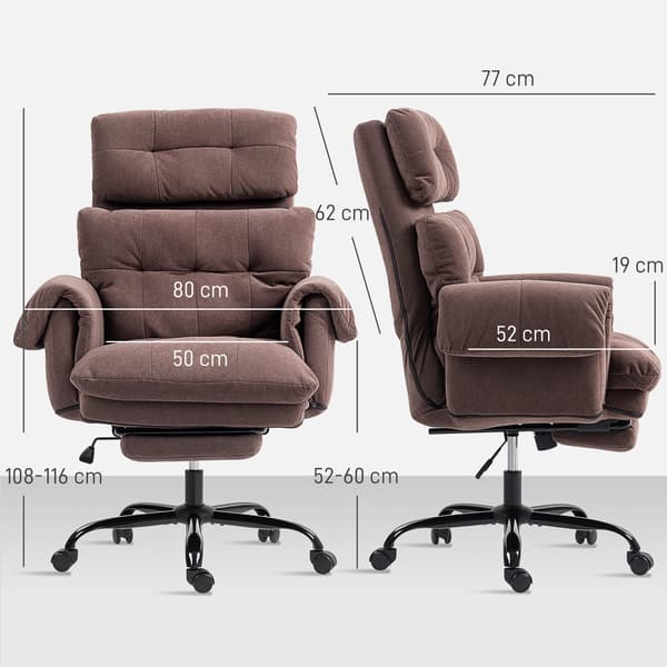 Kontorstol med armlæn | Farve: Brun + sort | Mål: 80x77x108-116 cm