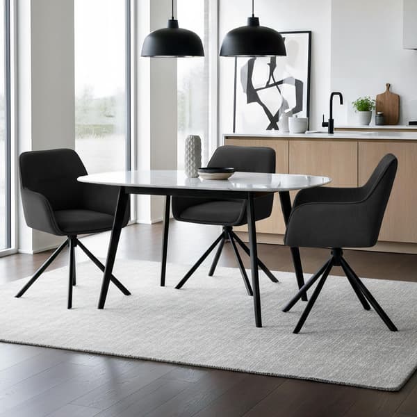 Spisestuestol Tipton med fløjlspolstring | Farve: sort | Mål: 58x59x84 cm