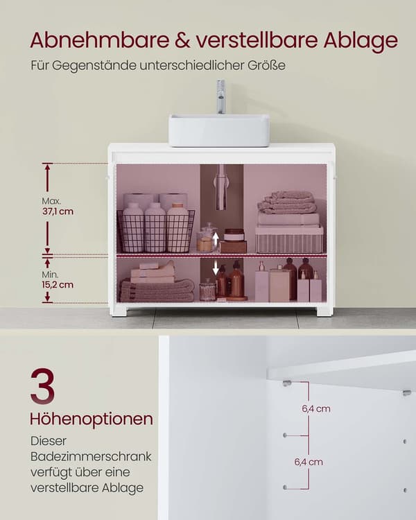 Håndvask underskab hvid MDF - 30 x 80 x 60 cm - pladsbesparende