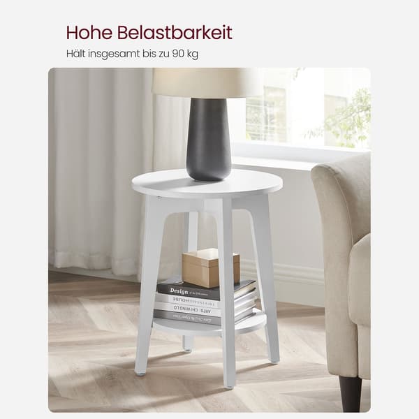 Sidebord med hylde - hvid spånplade - Ø40 x 50 cm