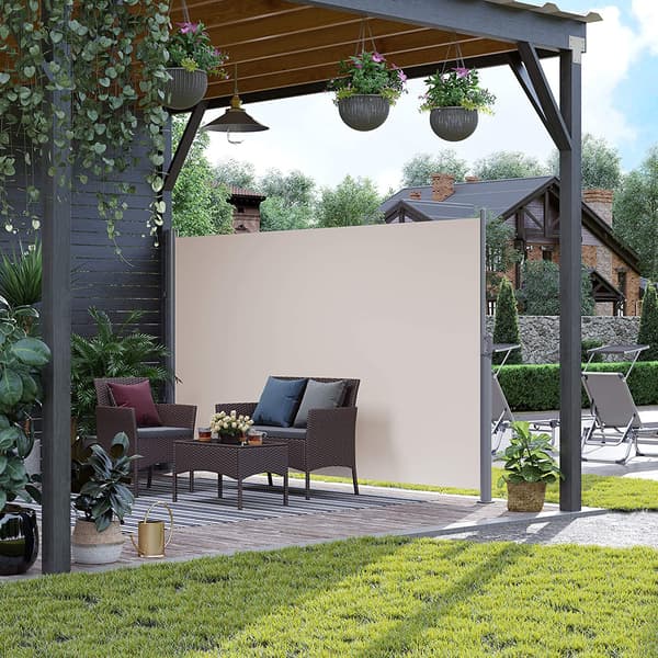 Sidemarkise, privatskærm, udtrækbar, aluminium/polyester, taupe/beige/grå