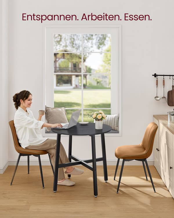 Rundt spisebord sort - Ø80 x 75 cm - robust