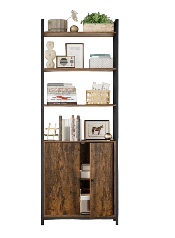 Træreol - brun-sort - opbevaringsstativ - rustik - pladsbesparende - 24x60x159,5 cm
