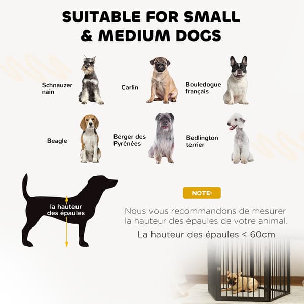 Sammenfoldelig hundegård, 5 paneler | Farve: Sort | Mål: 180x60x76 cm