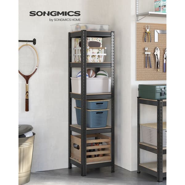 3-lags reol - greige sort - stål MDF - 37x37x150 cm
