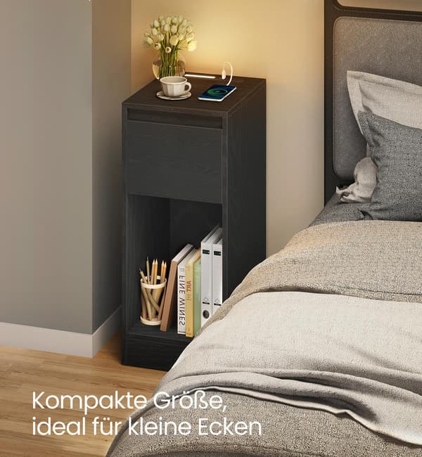 2-delt sæt sorte sengeborde - MDF træ - 30 x 25 x 59,5 cm
