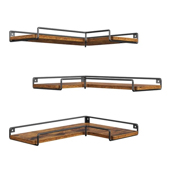 L-format hörnväggställ, set om 3 | Brun | 40x14x29 cm