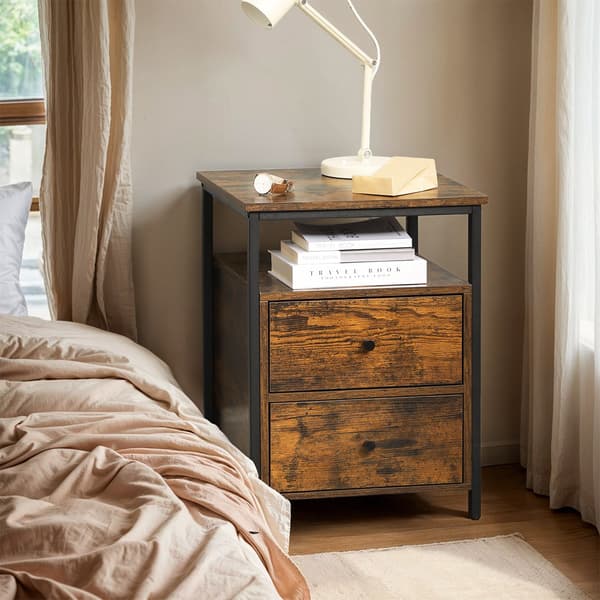 Sengebord brun-sort – pladsbesparende – 45 x 45 x 60 cm