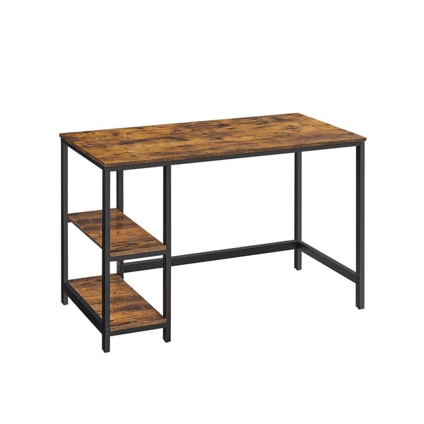 Vintage computerbord - stål og spånplade - 120 cm - brun-sort