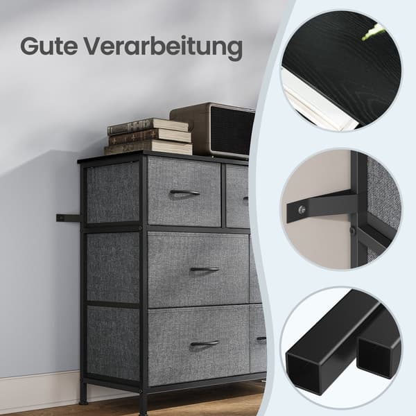 Kommode med 7 stofskuffer | Grå | 98,8x30x73,7 cm