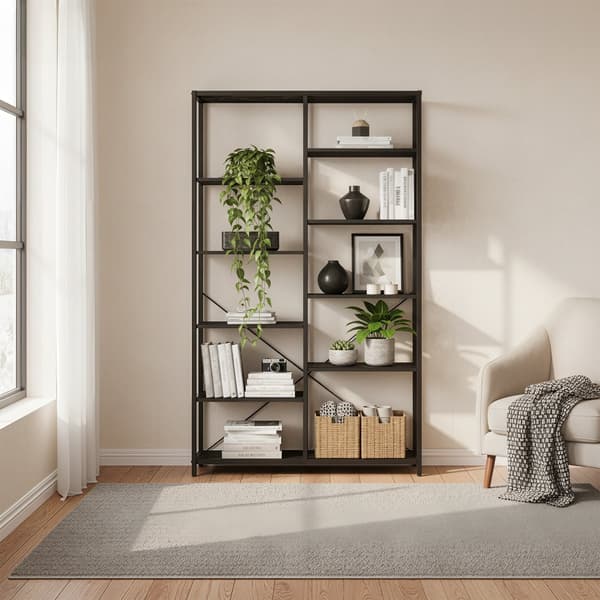 5 plan reol med nem montering | Sort | 100x30x170 cm