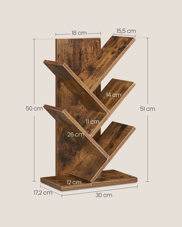 Træformet reol - Pladsbesparende - Brun - Spånplade - 17,2 x 30 x 51 cm