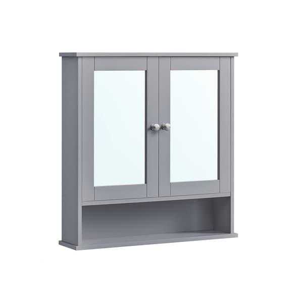 Spejlskab til vægmontering - grå MDF - pladsbesparende - 13 x 56,5 x 58,5 cm