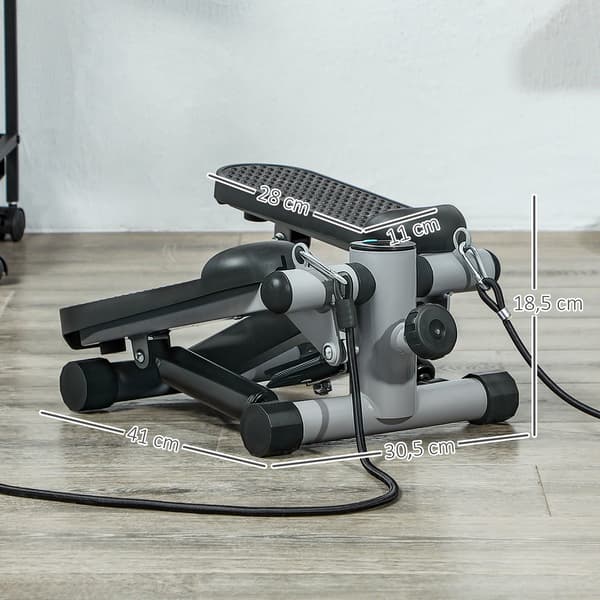 2-i-1 mini stepper med LCD display | Farve: Grå, Sort | Mål: 30,5x41x18,5 cm