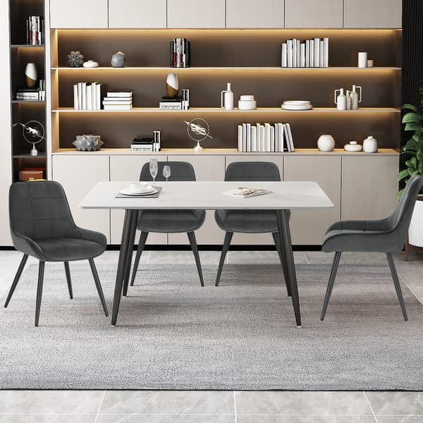 Set med 2 matsalsstolar sammet mörkgrå | Mörkgrå | 38x43x81,5 cm