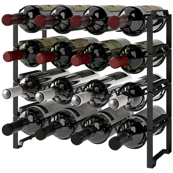 Viiniteline 16 pulloa - Metalliteline | Väri: musta | Mitat: 42,5x16,5x41 cm