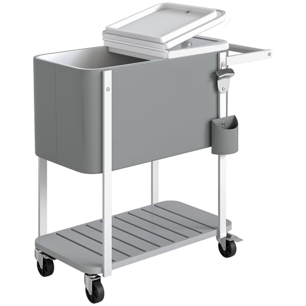 Kühltrolley 56 L pyörillä ja pullonavaajalla | Väri: Harmaa | Mitat: 84x38x83 cm