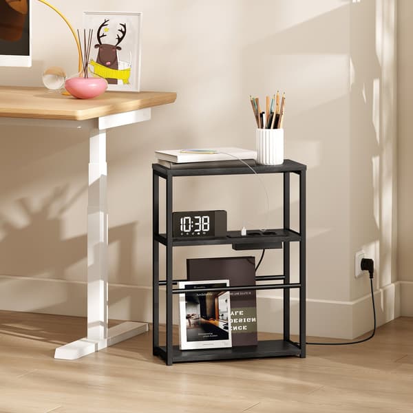 Sort sidebord med strømskinne | Farve: Sort | Mål: 45x18x60,2 cm
