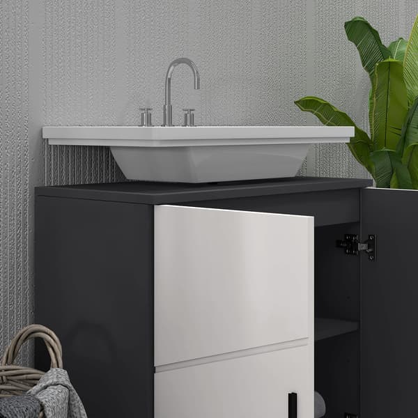 Badeværelsesskab med 2 plan til under vask | Farve: Grå | Mål: 60x30x60 cm